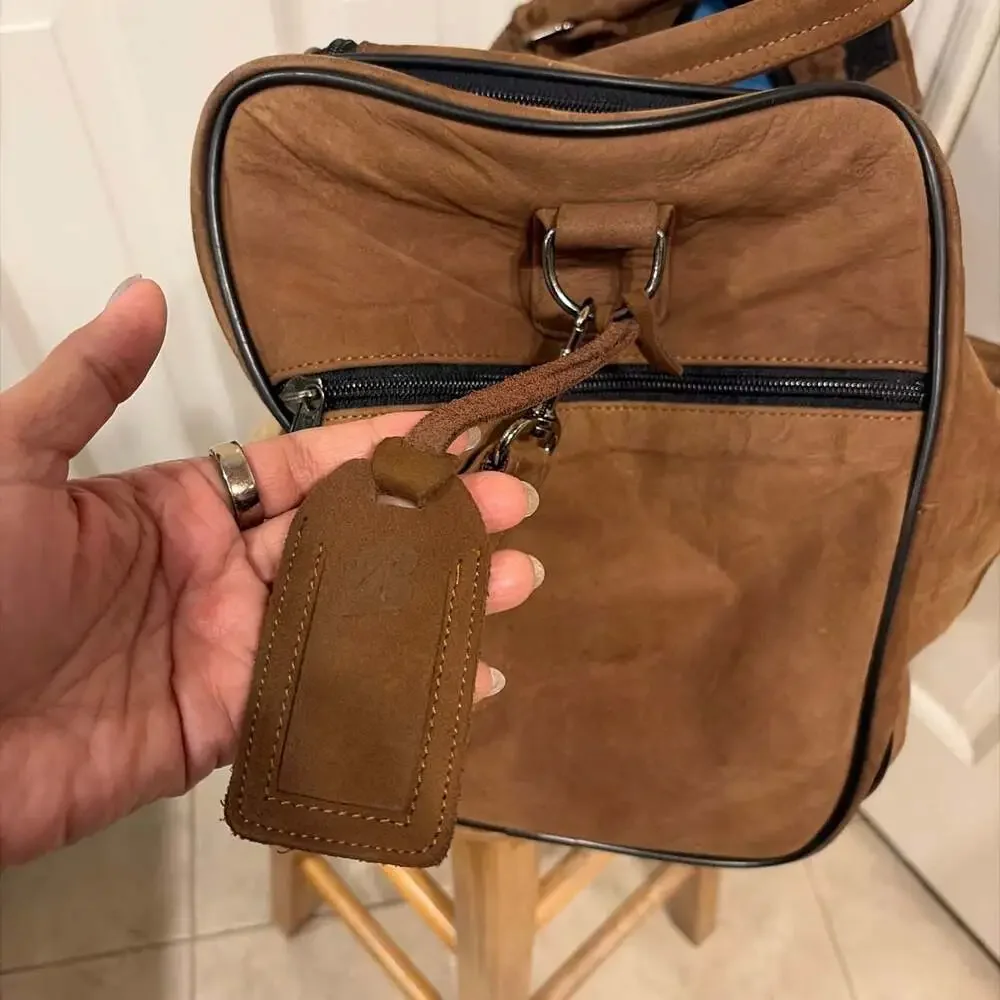 Vintage Spalding  Brown Leather Duffle Bag Weekender Travel Carry On Luggage